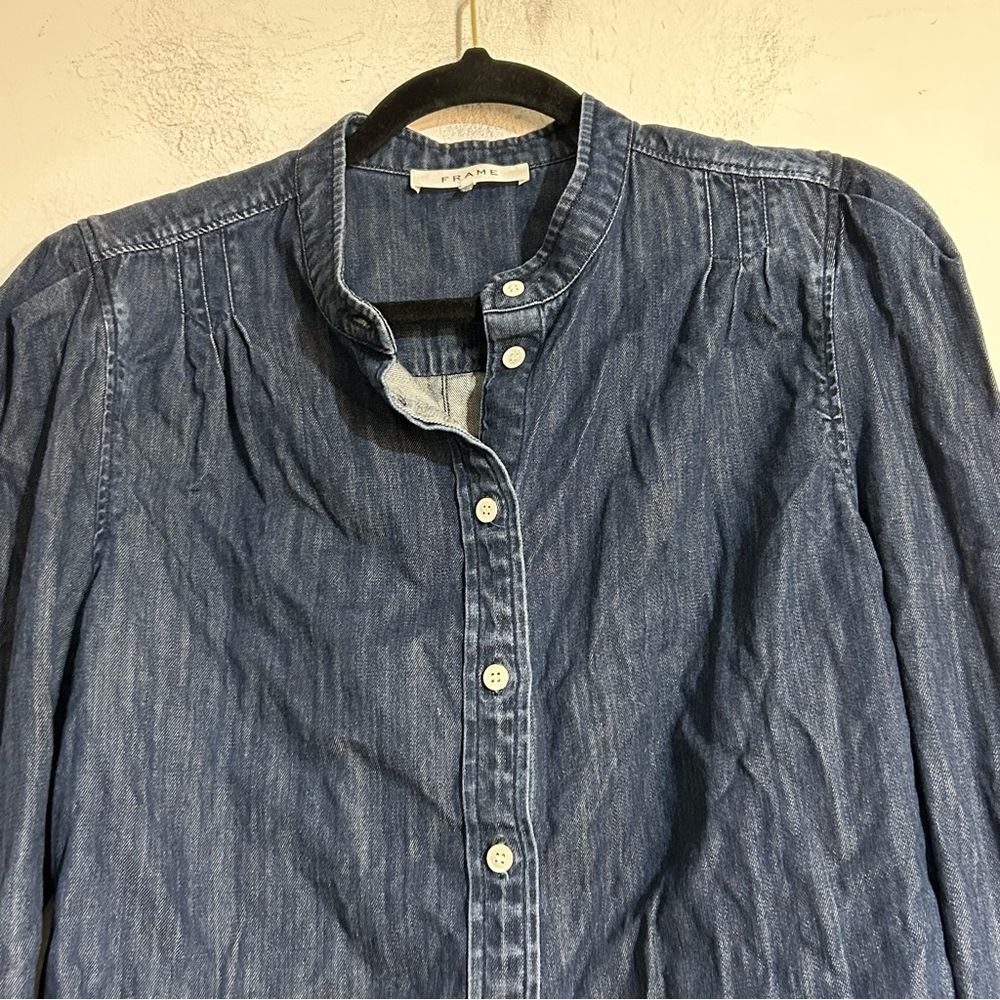 Frame Denim Dark Blue Denim Button-Down Shirt - Picture 4 of 9